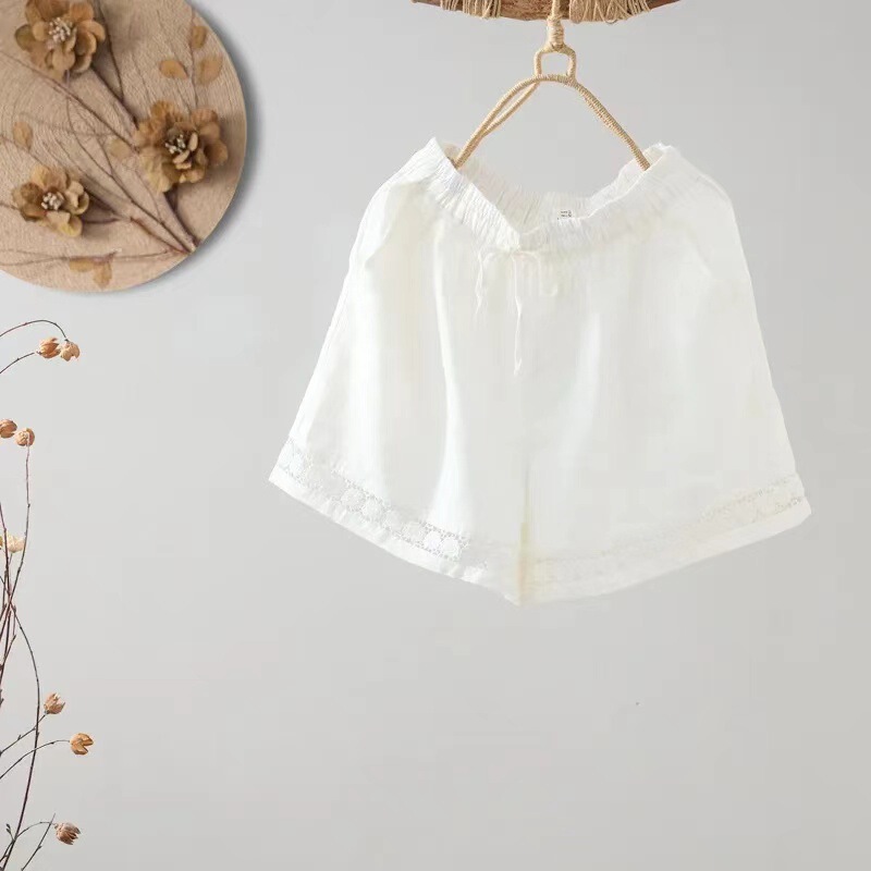 Summer New Vintage High-Waisted Casual Shorts for Women, Elastic Waist, Loose Fit, Versatile, Slimming A-Line Wide-Leg Pants, Thin