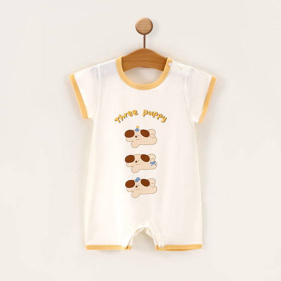 Baby's Summer All-in-one Cotton Class A Short-sleeved Hats Baby's Belly-protecting Thin Monk Clothes Air-conditioning Clothes Climbing Clothes