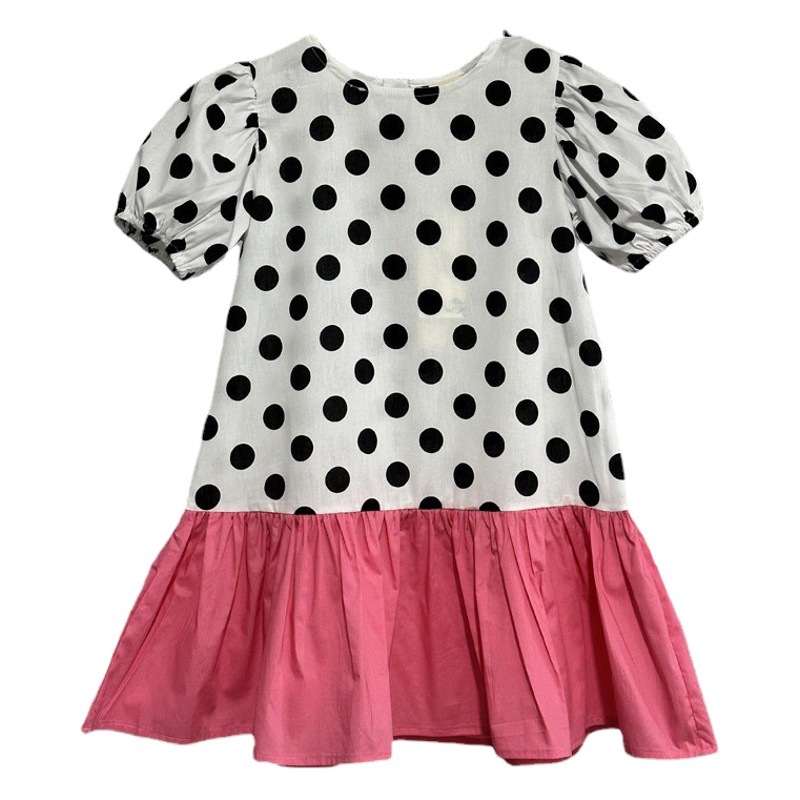 Vestido de niña para el verano 2024, nuevo estilo, para niñas grandes, de algodón puro, estilo princesa, moderno y elegante, con diseño de patchwork, de manga corta, para el verano.