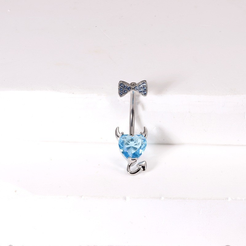 Europe USA Cross-Border Amazon Love Belly Button Nail Blue Diamond Zircon Female Navel Ring Hot Girl Piercing Jewelry detail image 11