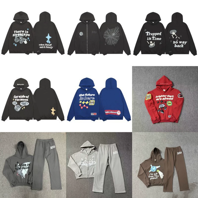 Мужской спортивный костюм с капюшоном и штанами, свободный крой, с принтом «Разрушенная планета», для трансграничной торговли