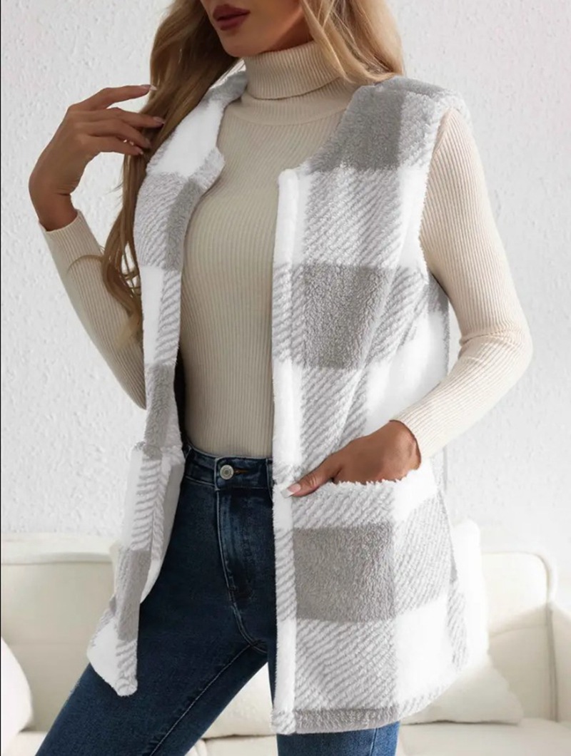 Damenbekleidung Mantel locker kariert Damen Strickjacke Mode Pullover_voghion.com