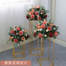 婚慶路引花球迎賓講台羅馬柱花森系婚禮舞台布置裝飾花卉仿真玫瑰