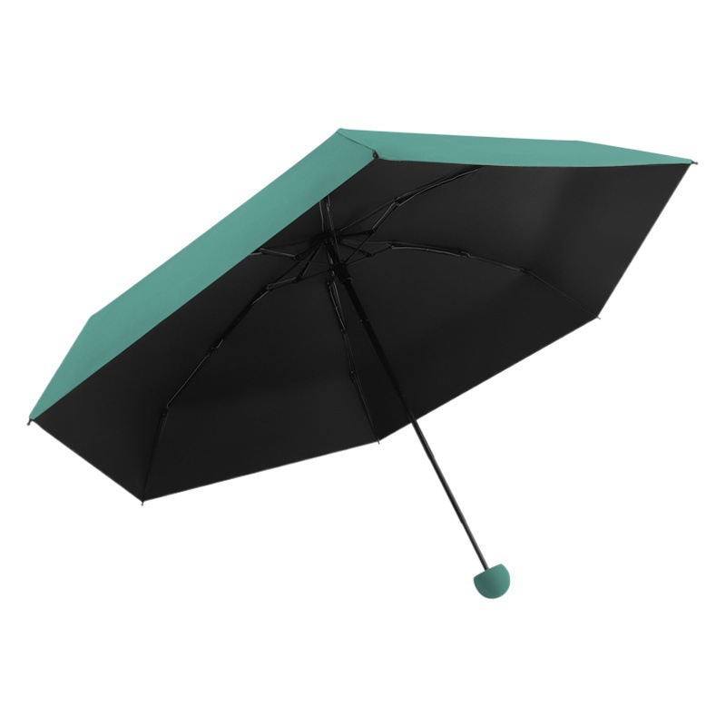 Al por mayor paraguas de cápsula de seis huesos 50% de descuento paraguas de doble uso pequeño paraguas de bolsillo portátil simple paraguas de protección solar de pegamento negro