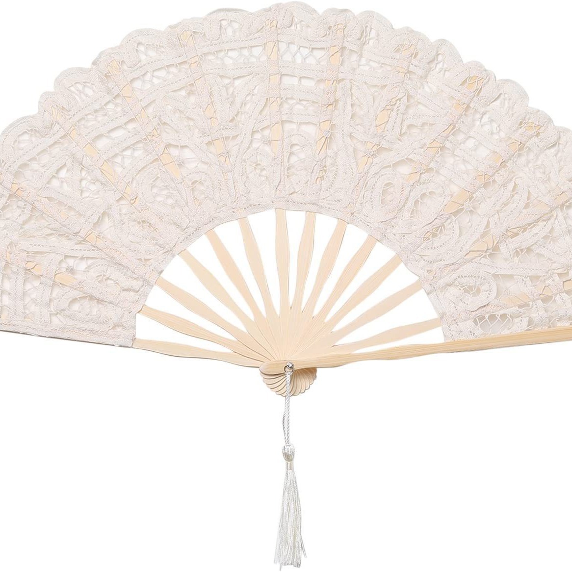 27cm 蕾絲扇 婚禮扇 白色扇子 黑色蕾絲扇 批發竹扇 女扇
