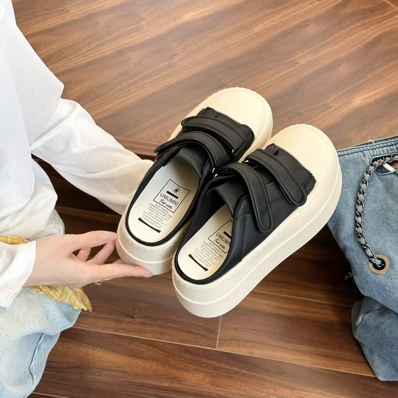 Youmuni 2026 Summer Velcro Thick-Soled Half-Slip White Shoes for Women, Height-Increasing Platform Shoes, Breathable Closed-Toe Mule Sandals Youmuni 2026 Summer Velcro Thick-Soled Half-Slip White Shoes for Women, Height-Increasing Platform Shoes, Breathable Closed-Toe Mule Sandals
