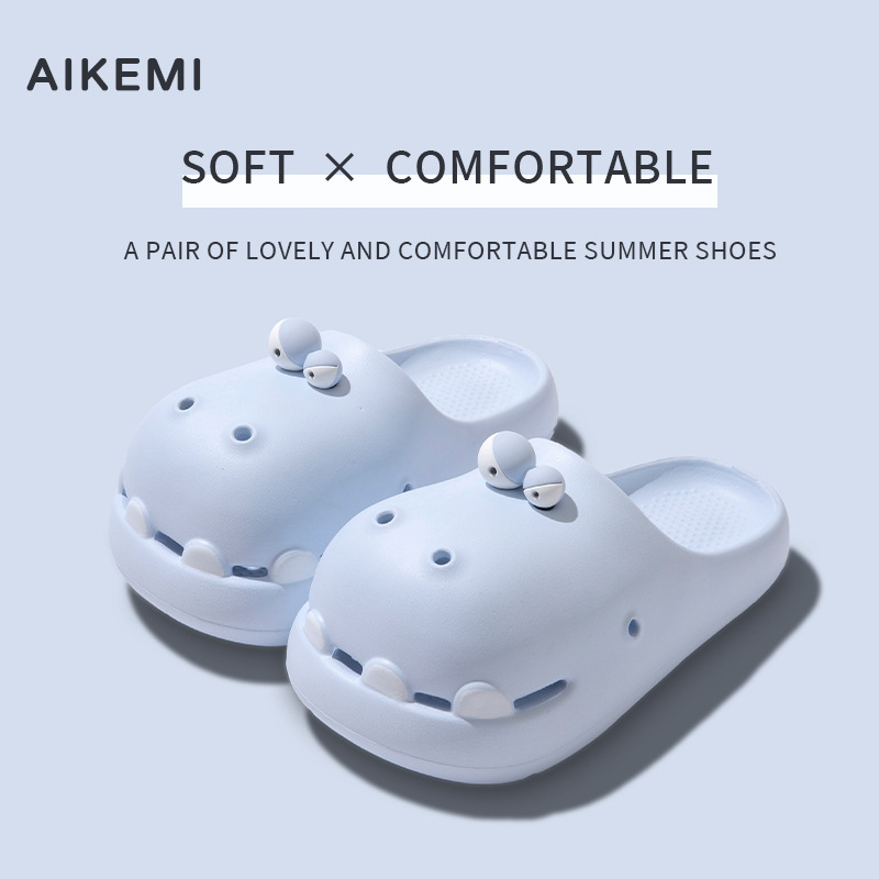 Summer Cute Cartoon Dinosaur Thick-Soled Slippers for Women, Soft-Soled for Home Use, Non-Slip, Comfortable and Breathable Summer Cute Cartoon Dinosaur Thick-Soled Slippers for Women, Soft-Soled for Home Use, Non-Slip, Comfortable and Breathable