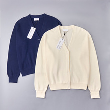 2025款 法国单松弛感V领系扣宽松休闲落肩长袖针织开衫