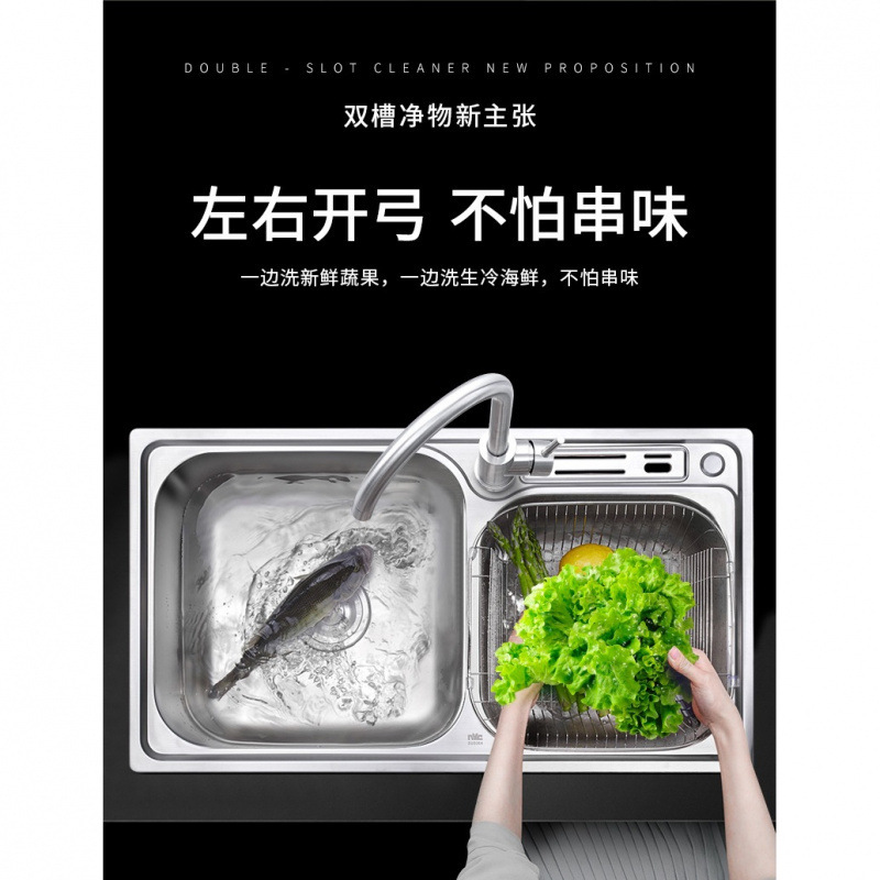 キッチン 304 ステンレス鋼シンクダブルスロット厚みのある一体成型手作りシングルシンク食器洗いシンク洗面台|undefined