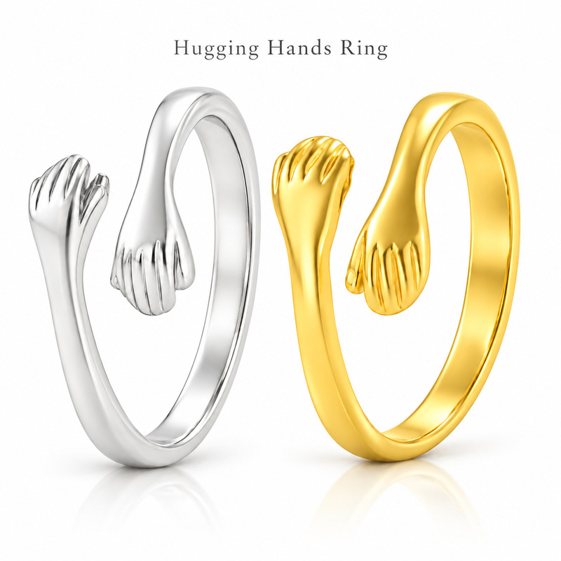 Yun Jin Korean fashion Joker temperament love hug couple opening adjustable ring factory in stock wholesale Yun Jin Korean fashion Joker temperament love hug couple opening adjustable ring factory in stock wholesale