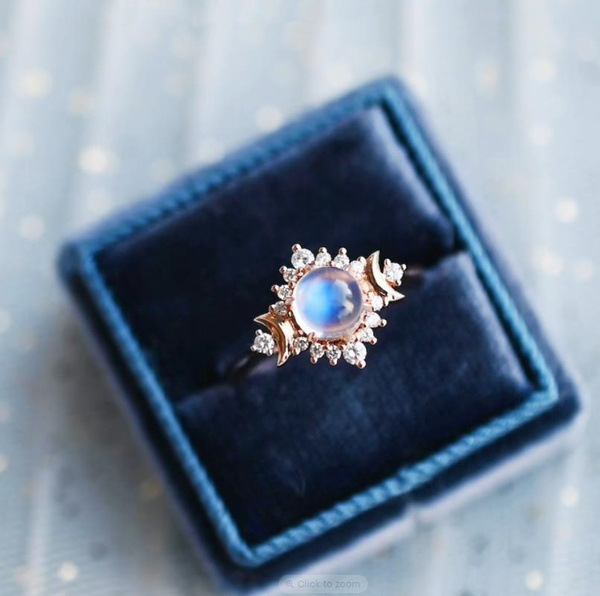 Retro Fashion Geometric Moon Alloy Diamond Artificial Gemstones Womenu0027S Rings