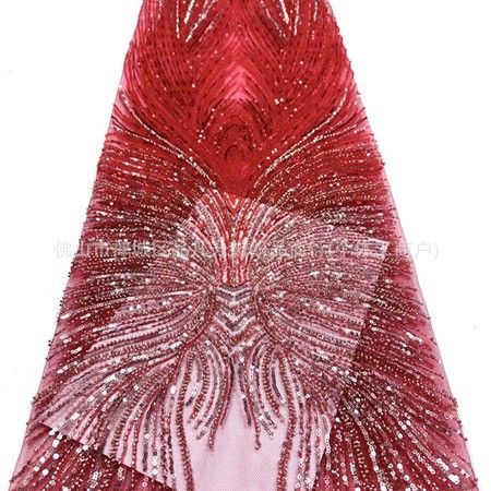 Fabricante nuevo estilo francés multicolor tela de perlas bordadas brillante brindis tela vestido de boda