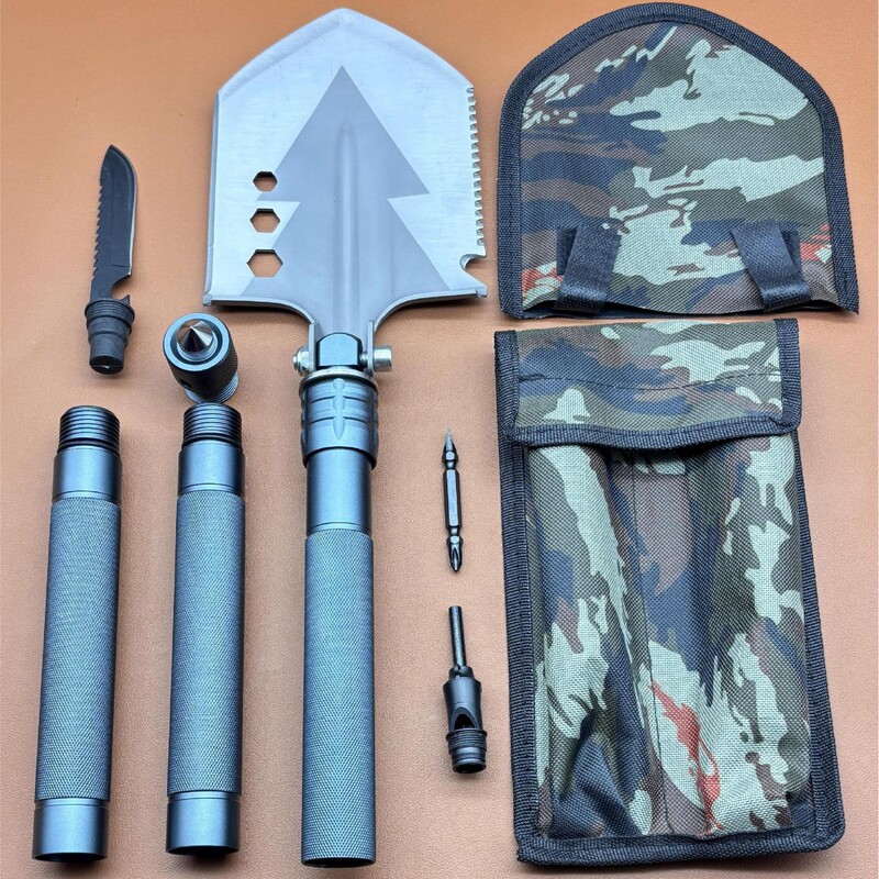 Manganese Steel Multifunctional Military Shovel Camping Vehicle-Mounted Engineer Shovel Small Shovel Outdoor Equipment Portable Folding Shovel