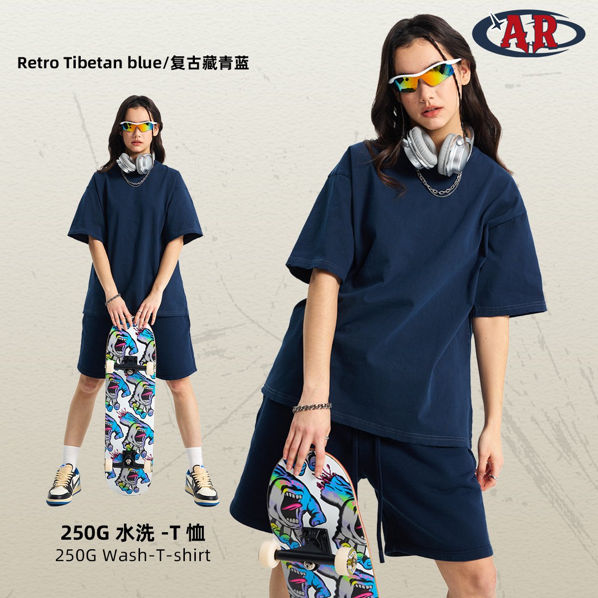 2025 camiseta de manga corta para hombre vintage desgastada estilo básico europeo y americano de algodón puro suelta con hombros caídos lavada venta directa de fábrica.