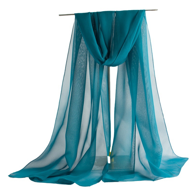 Spring and Autumn Small Silk Scarf Women's Korean-style Sunscreen Scarf Thin Long Solid Color Scarf Decorative Shawl Georgette Summer