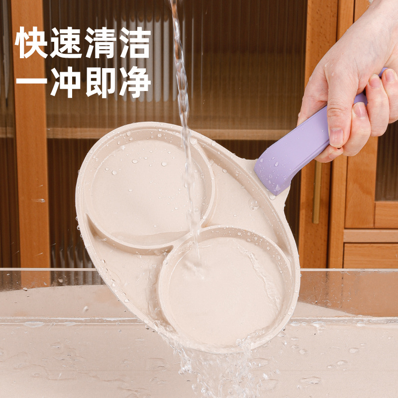 Máquina de freír huevos coreano mini doble agujero hogar desayuno olla maifan piedra gruesa blanca antiadherente hamburguesa plana huevo sartén