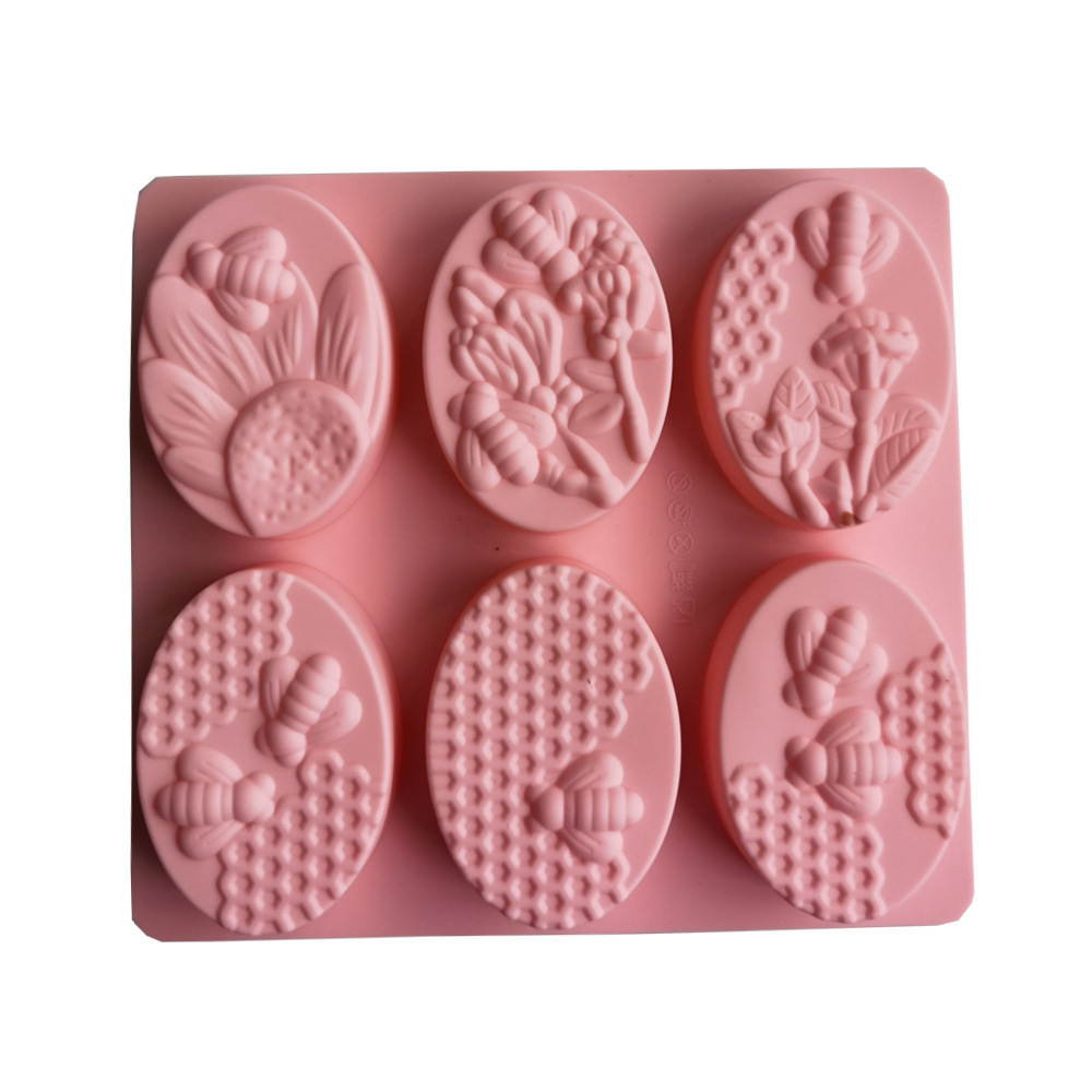 6 elíptico abeja jabón 105 molde de silicona pastel helado pudín postre molde de jabón y utensilios de cocina