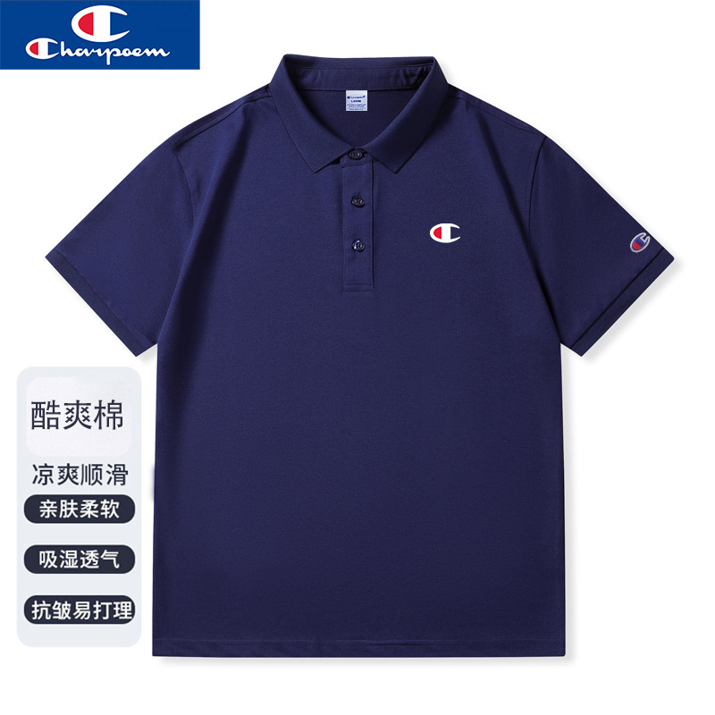 Champion Graffiti Short-Sleeved Polo Shirt for Men 2025 Summer New Couple Casual Embroidered Sports Breathable Lapel Top