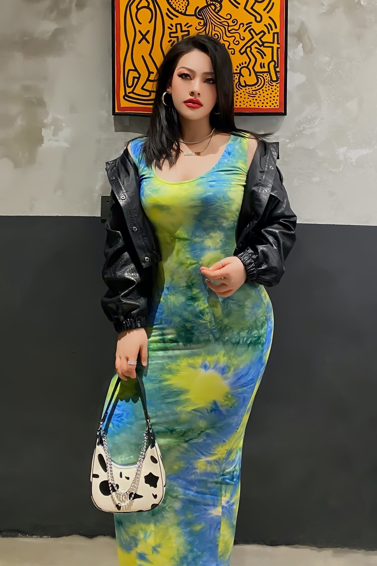 casual sleeveless tie-dye dress  NSLM35140