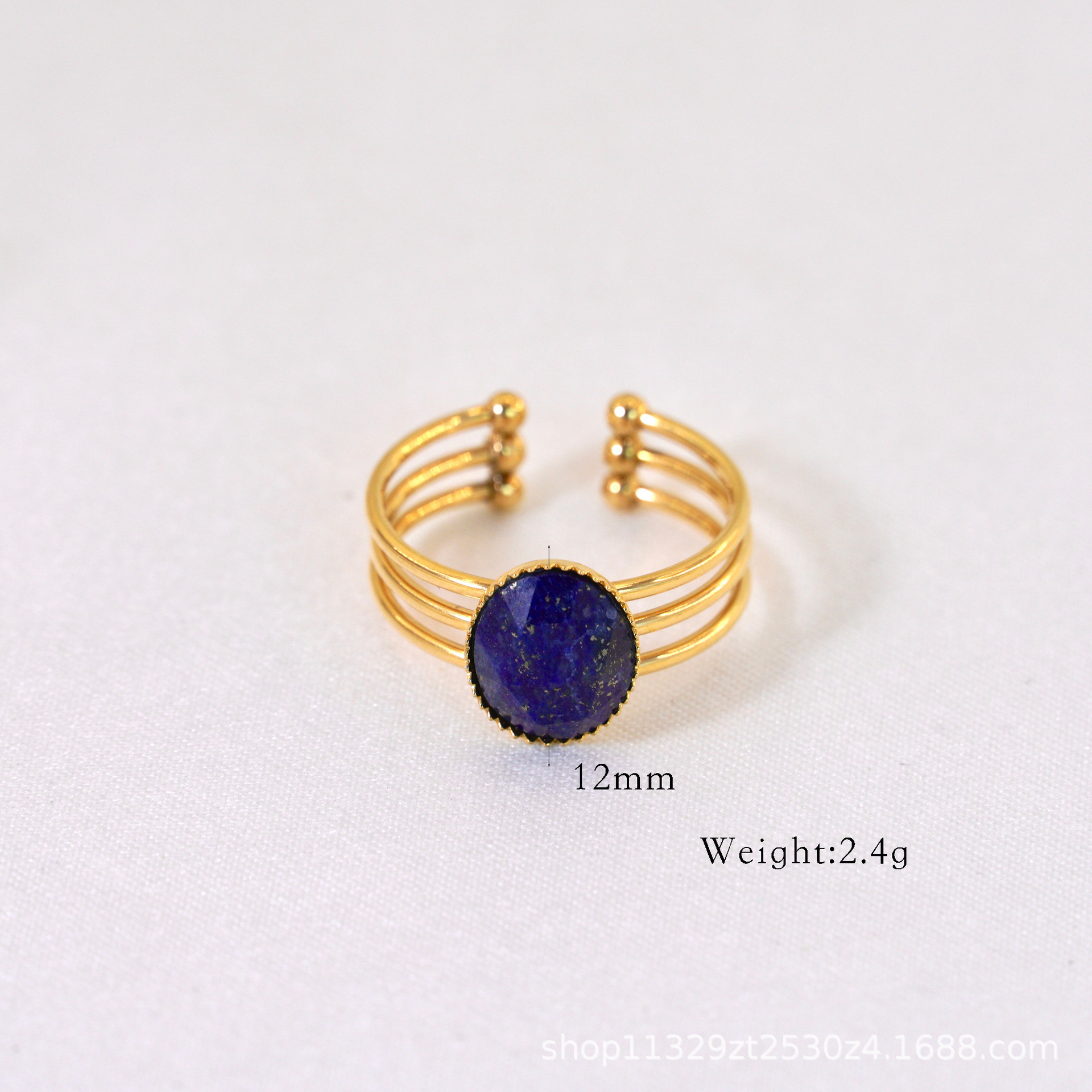 Geometric Pattern Retro French Style Geometric Titanium Steel Natural Stone Open Rings In Bulk
