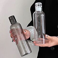 小紅書同項ネット赤時間ダイヤルカッププラスチックカップ男女高颜値insシンプル透明カップ
