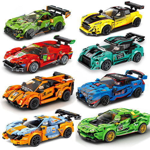 Compatible with Lego bricks race car sports car children's intelligence assembly small particles boys' car primary school students toys wholesale