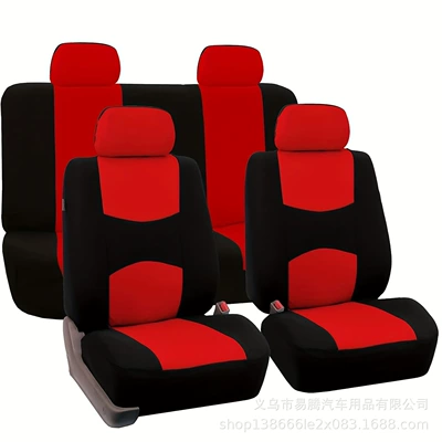 Foreign Trade Cross-Border Hot-Selling Car Universal seat cover - black-and-red-flat-9-piece-set-of-5-seats-general