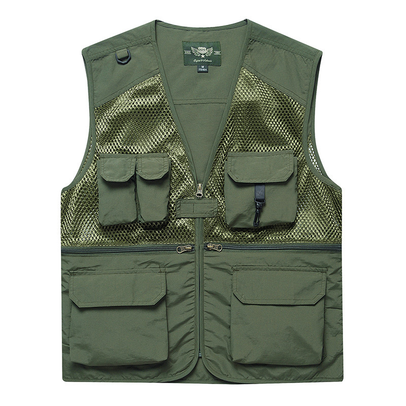 Workwear waistcoat outdoor summer multi-pocket photographer fishing vest logo printed overalls director's waistcoat