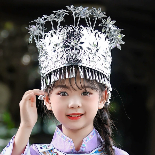 Single layer flower arrangement silver headdress