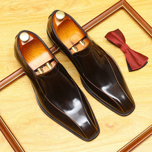 小红书推荐亮皮漆皮擦色套脚皮鞋方头商务正装英伦软皮休闲男鞋
