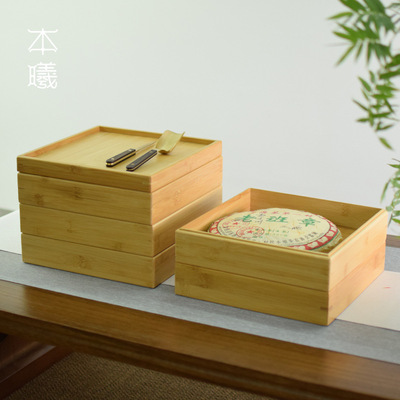 Bamboo Pu'er tea White tea storage box Tea cake boxes Tea warehouse Tea cake rack dustproof multi-storey monolayer Kungfu Online Tea ceremony parts