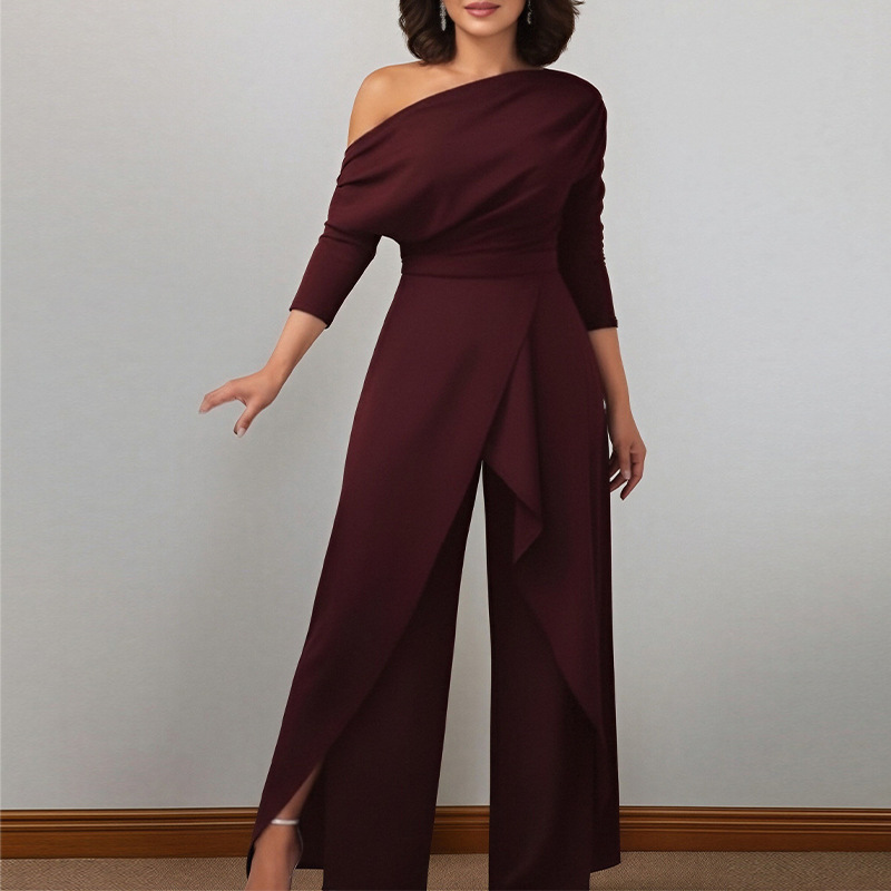2026 verano nuevo comercio exterior transfronterizo Europa y América ropa de mujer de moda casual de color sólido plantares de hombro inclinado