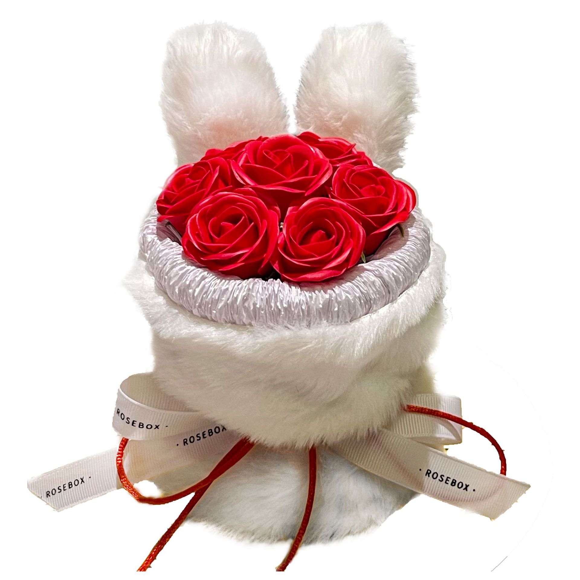 Peluche de Conejo en Forma de Cubo, Regalo para el Día del Niño, para Novia, Ramo de Rosas, Regalo de Cumpleaños, Fabricante de Recuerdos