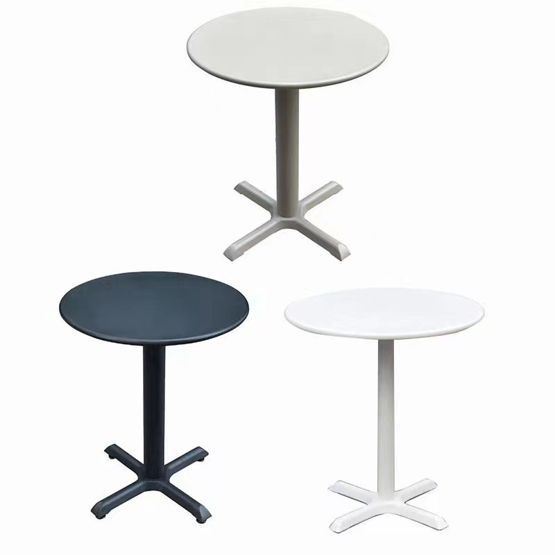 Mesa redonda de acero al carbono impermeable para exterior, balcón, bar o restaurante