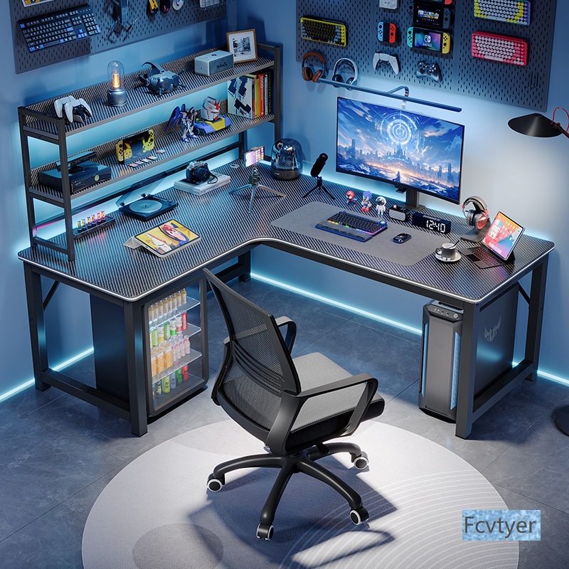 Corner Gaming Desk Computer Desk Desktop Home Double Desk Bookshelf Integrated Desk Bedroom Corner Table Office Desk