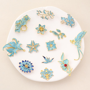 Non-heritage handmade DIY hair accessories hairpin hair crown point emerald alloy accessories flower diy jewelry mother-of-pearl material bag