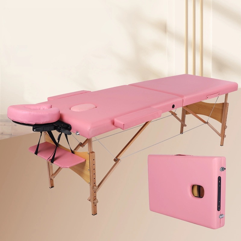 Camilla de Masaje Plegable de Madera, Ajustable en Altura, para Terapia China y Masajes