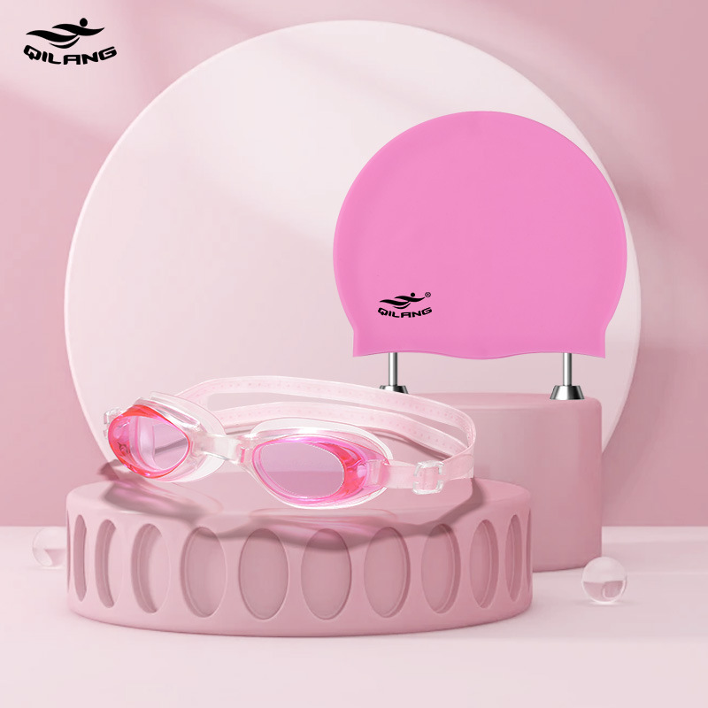 핑크 (YB1600 수영 고글 M004 수영 모자)