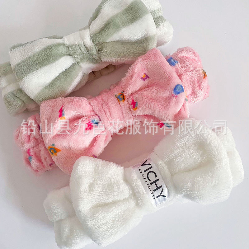 Transfronterizo Pantone punto de onda de color mariposa final correa de cabello de lavado de cara correa de cabello de peluche correa de cabello impresa correa de cabello adornamiento de cabello personalizado