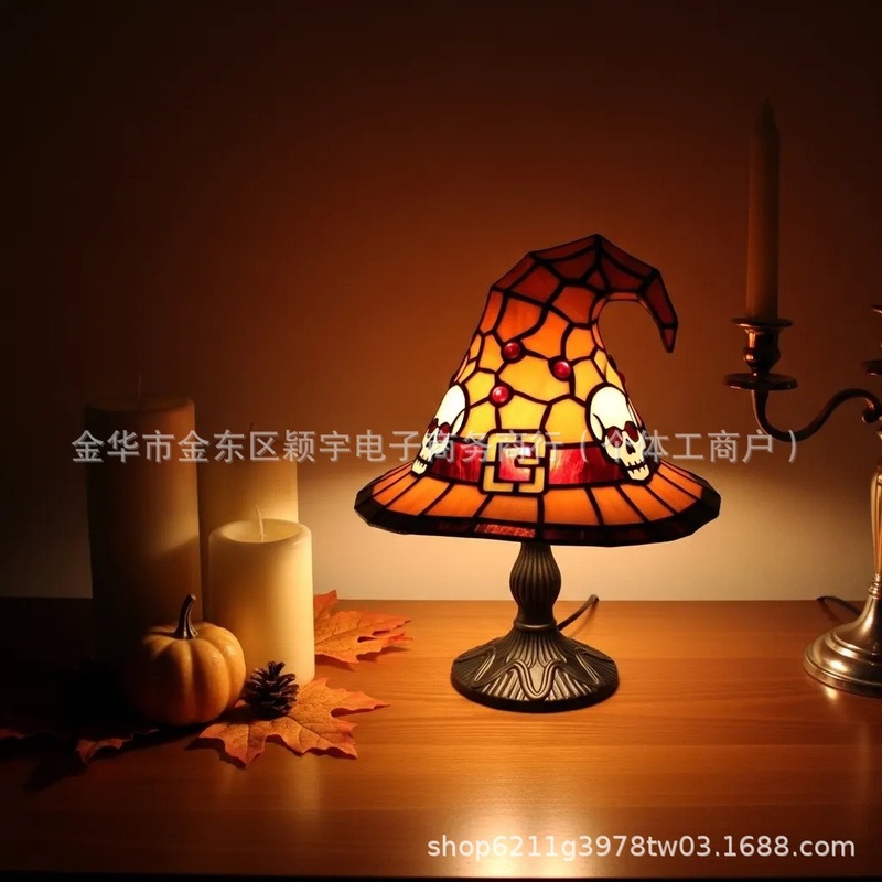 跨境Witch Hat Table Lamp Ornament 女巫帽台灯装饰树脂工艺摆件|undefined