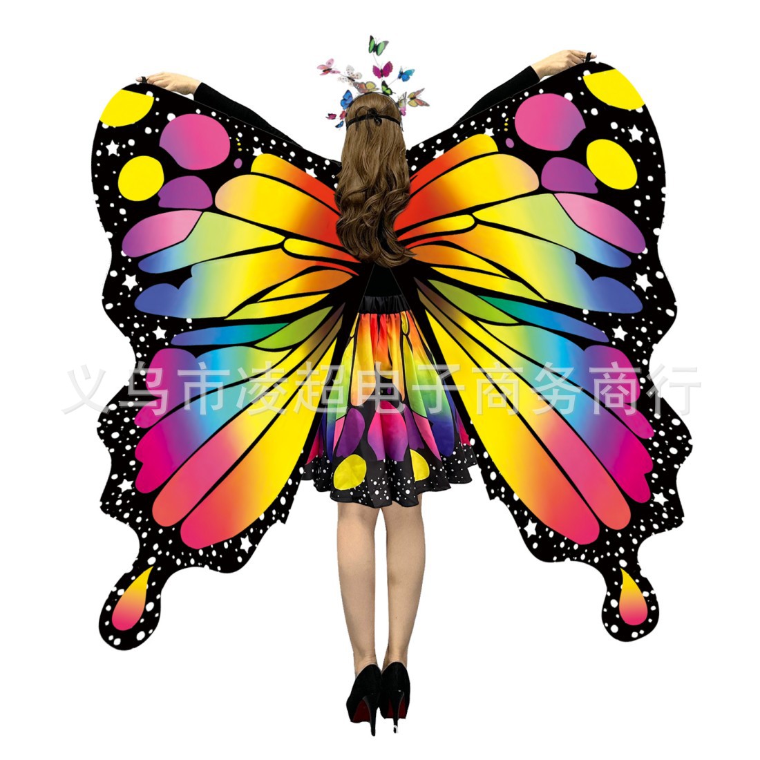 Double-sided New Strap Large Butterfly Shawl Butterfly Shawl European and American Belly Dance Butterfly Wings Digital Printed Shawl