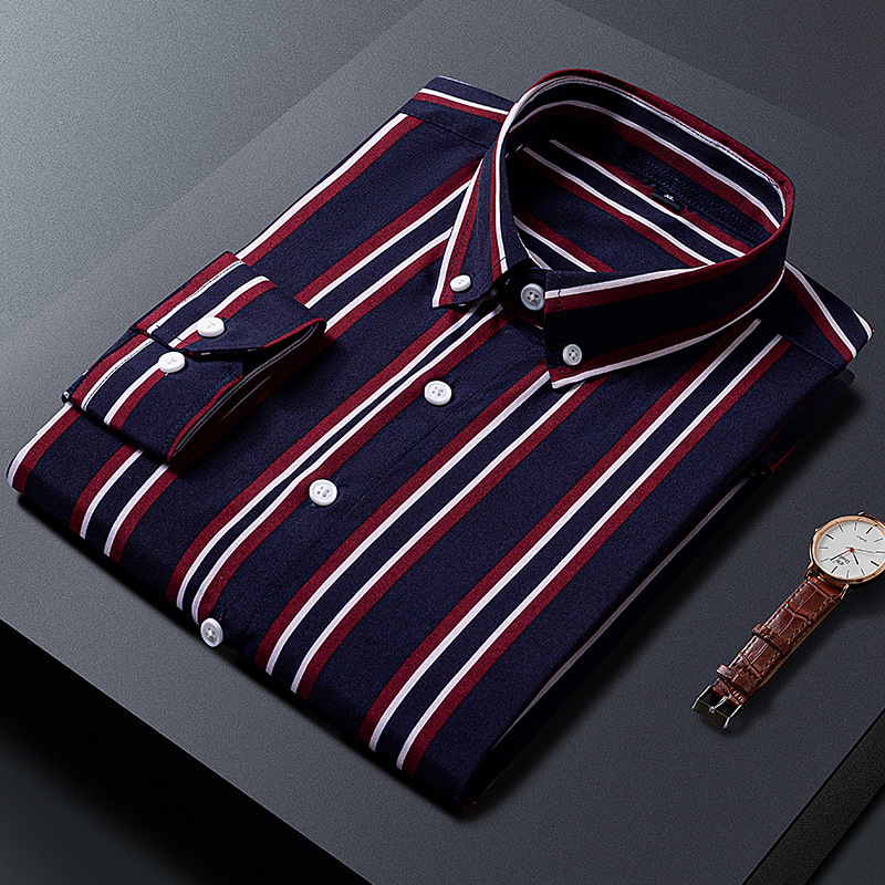 2025 New Men's Striped Shirt Long-sleeved Korean Fashionable Shirt Men's Handsome Shirt 2025 New Men's Striped Shirt Long-sleeved Korean Fashionable Shirt Men's Handsome Shirt