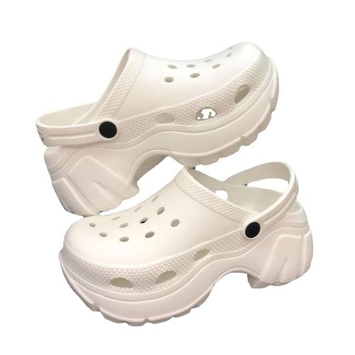 Thick-soled Crocs All-in-One Women's Four Seasons Outerwear  New Versatile Heightening Baotou-feeling Sandal Slippers