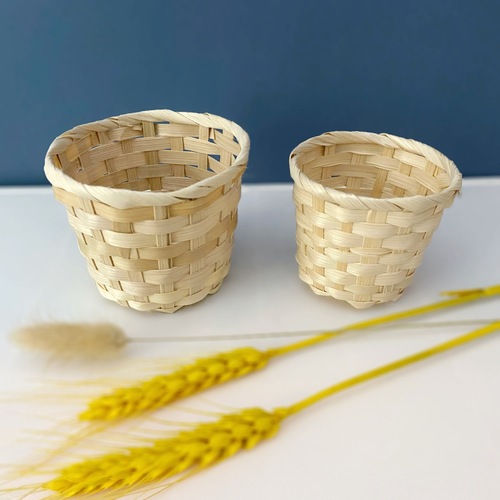 Woven Flower Basket Bamboo Weaving Basket Small Bamboo Basket Desk Miscellaneous Organizing Storage Basket Bamboo Wood Woven Basket Woven Basket Wholesale