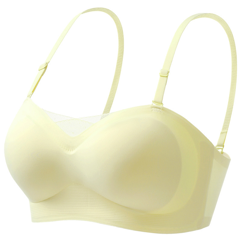 Pecho pequeño de las mujeres de verano empuja hacia arriba sin costuras sujetador antideslizante sin tirantes tubo superior delgado transpirable sin costuras sujetador de las mujeres