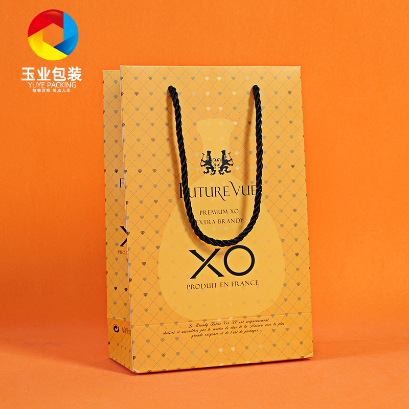 红酒双支装手提袋洋酒白卡纸纸袋XO手提袋饮料礼品袋红酒购物袋