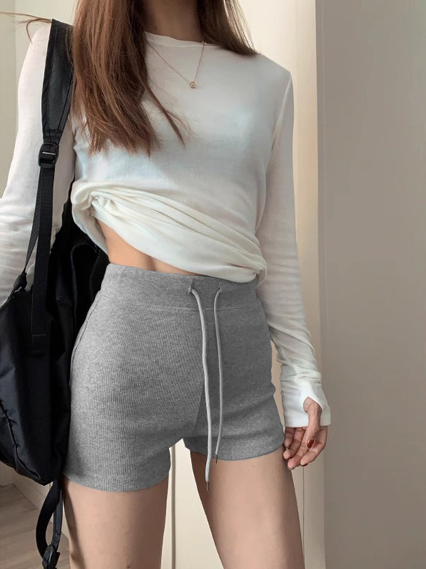 大码弹力运动短裤女夏季高腰修身透气户外跑步骑行速干健身瑜伽裤|undefined
