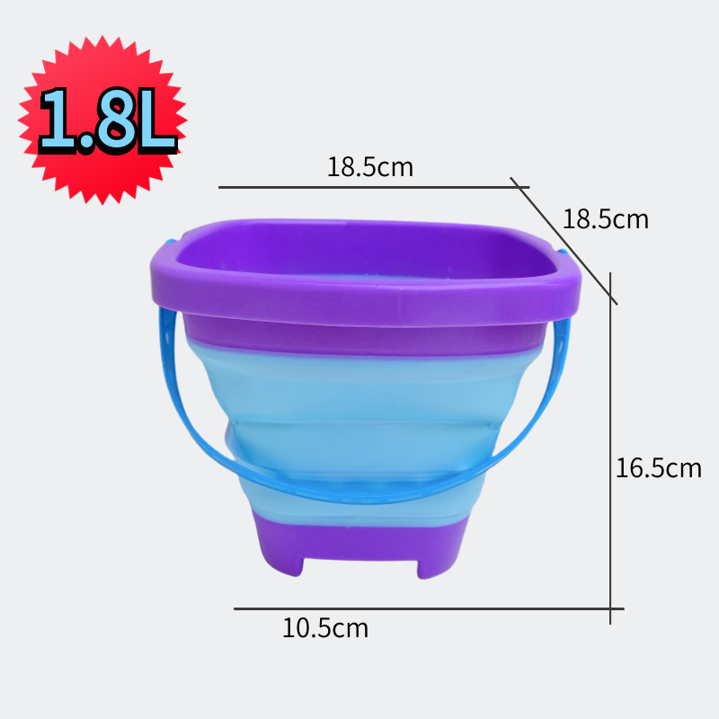 Barril de mano de castillo de playa plegable transfronterizo 2L bebé jugando en el agua arena goma suave retráctil cubo de silicona al por mayor