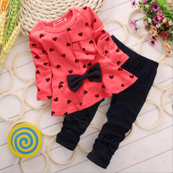 2024 new love bow girl set Princess Korean children's autumn clothes…