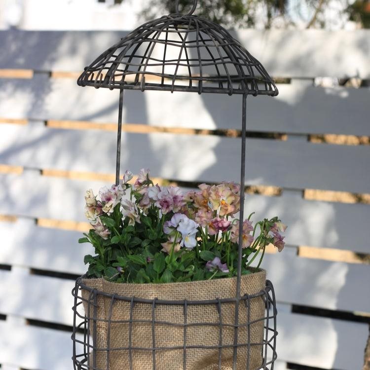 철 새장 걸이 바구니 철 와이어 원예 잡화 야외 정원 장식 오래된 꽃 그리드 화분 벽걸이